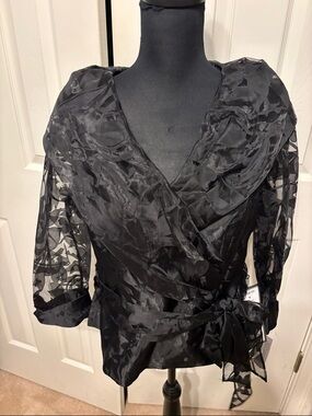 Alex Evenings Portrait Collar Organza Blouse